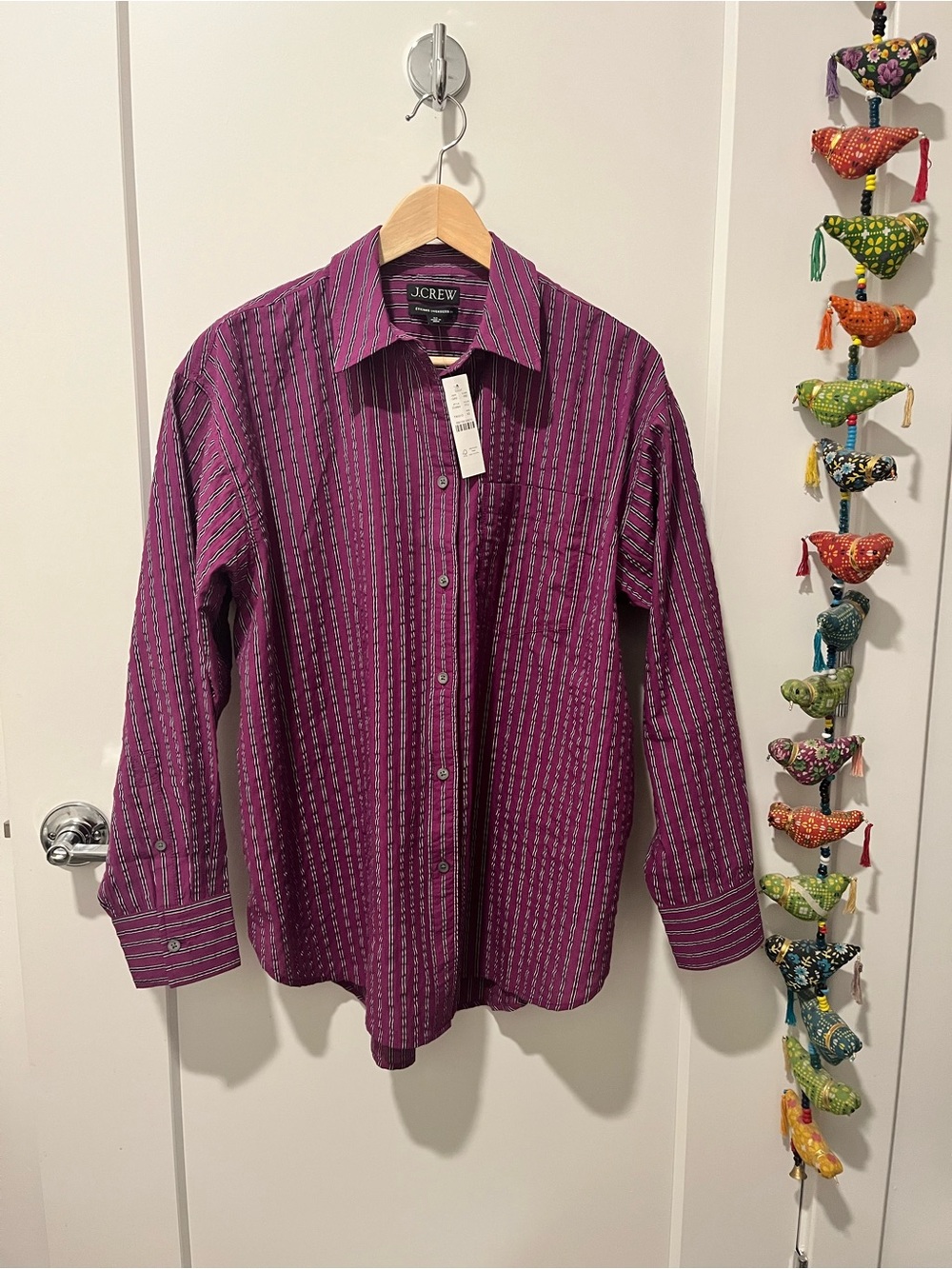 J. Crew Etienne Oversized Shirt, Dobby Stripe, Sz XSM, NWT - Picture 5 of 12
